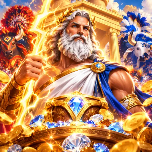 Card do slot Gates of Olympus com tema de mitologia grega e esferas de multiplicador