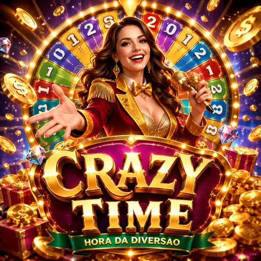 Roleta gigante do Crazy Time girando em estúdio ao vivo