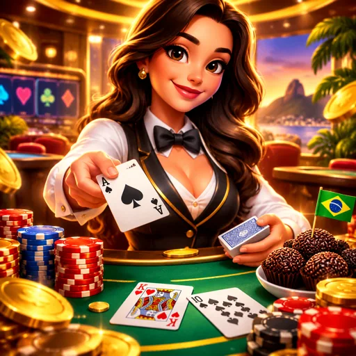 Crupiê distribuindo cartas em mesa de blackjack ao vivo